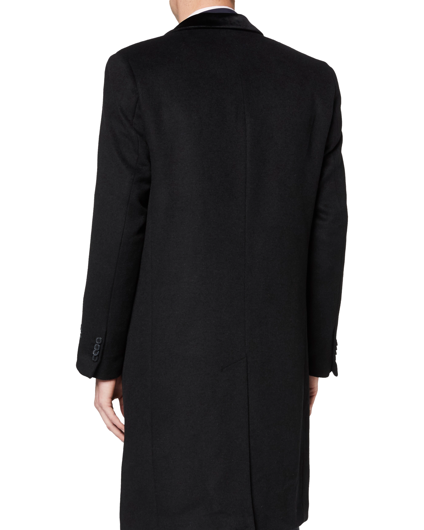 Black Double Breasted Wool Cashmere Overcoat - The Platinum Tailor