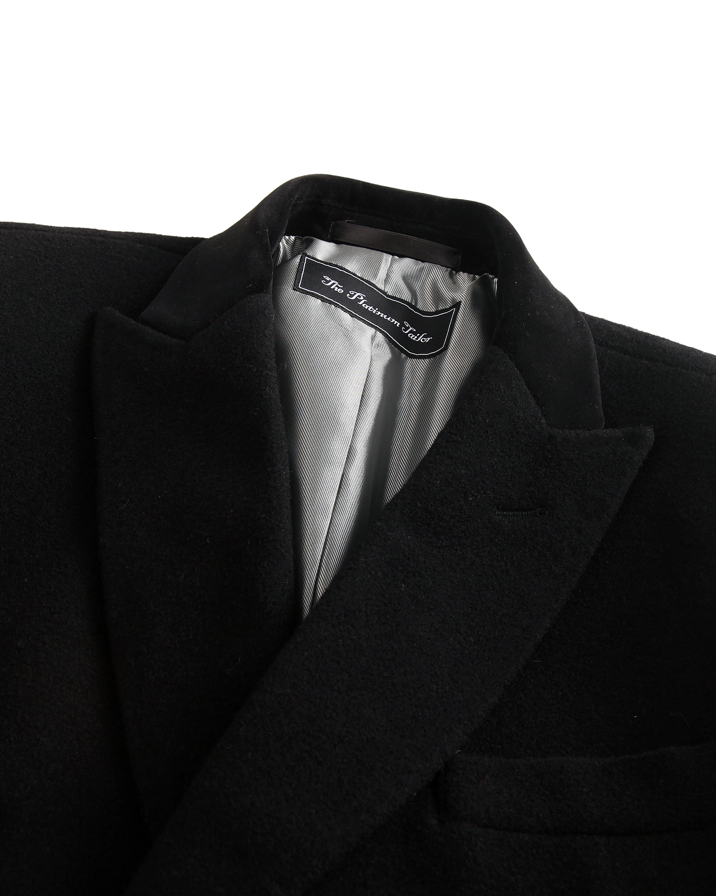 Black Double Breasted Wool Cashmere Overcoat - The Platinum Tailor