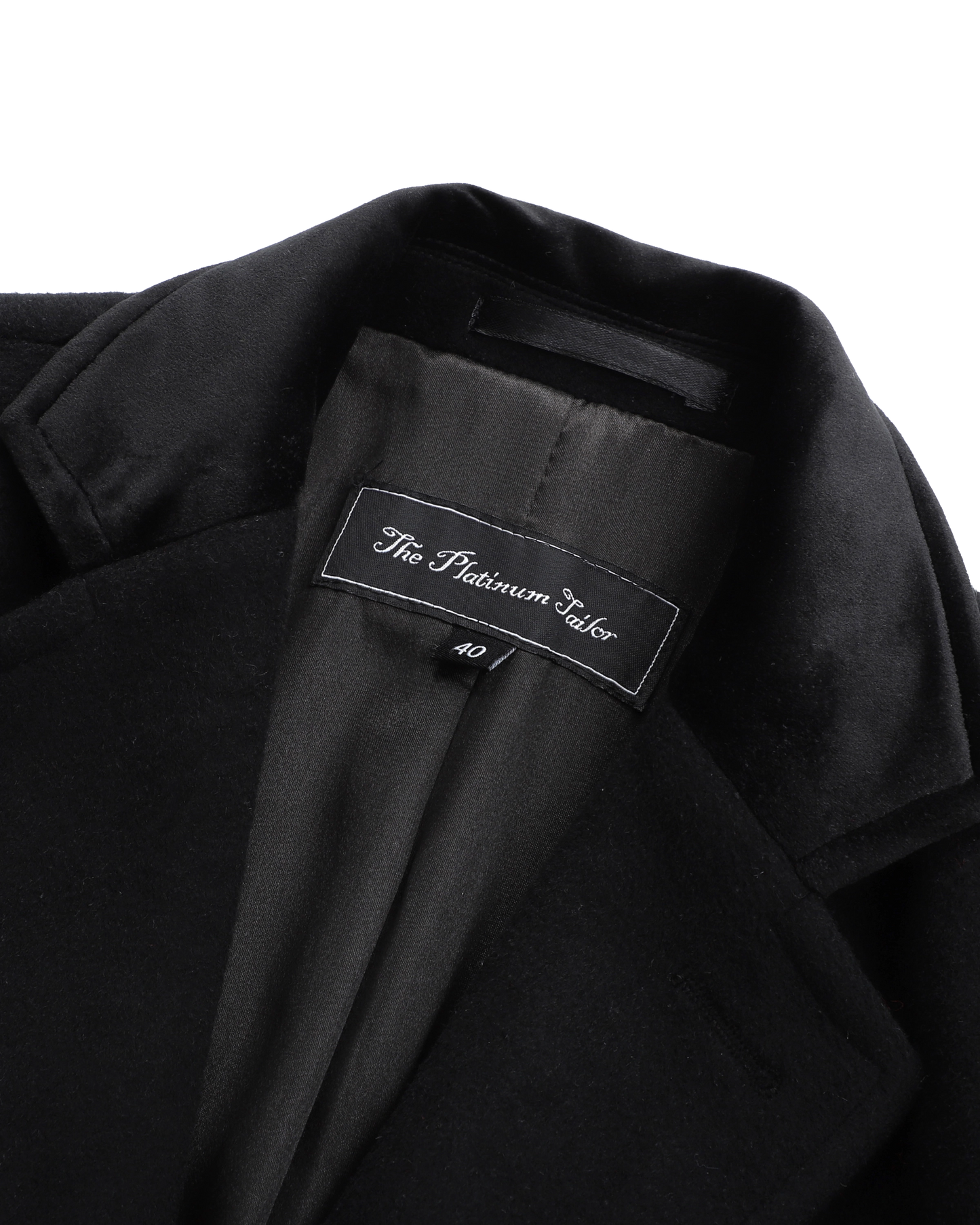 Black Wool Cashmere Covert Overcoat With Black Lining