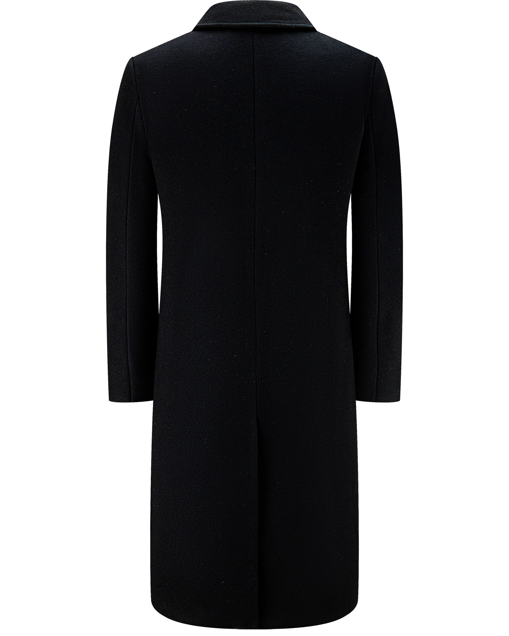 Black Double Breasted Wool Cashmere Long Overcoat - The Platinum Tailor