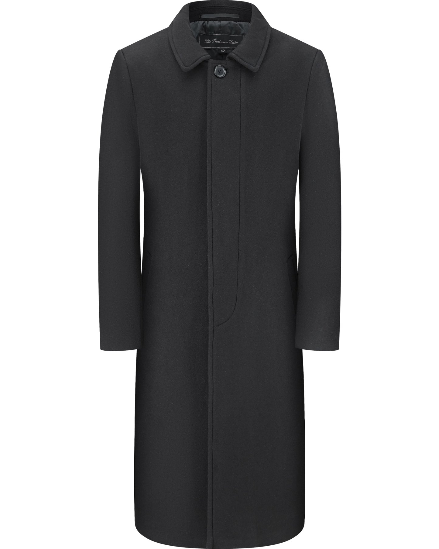 Black Long Wool Cashmere Overcoat Hidden Buttons - The Platinum Tailor