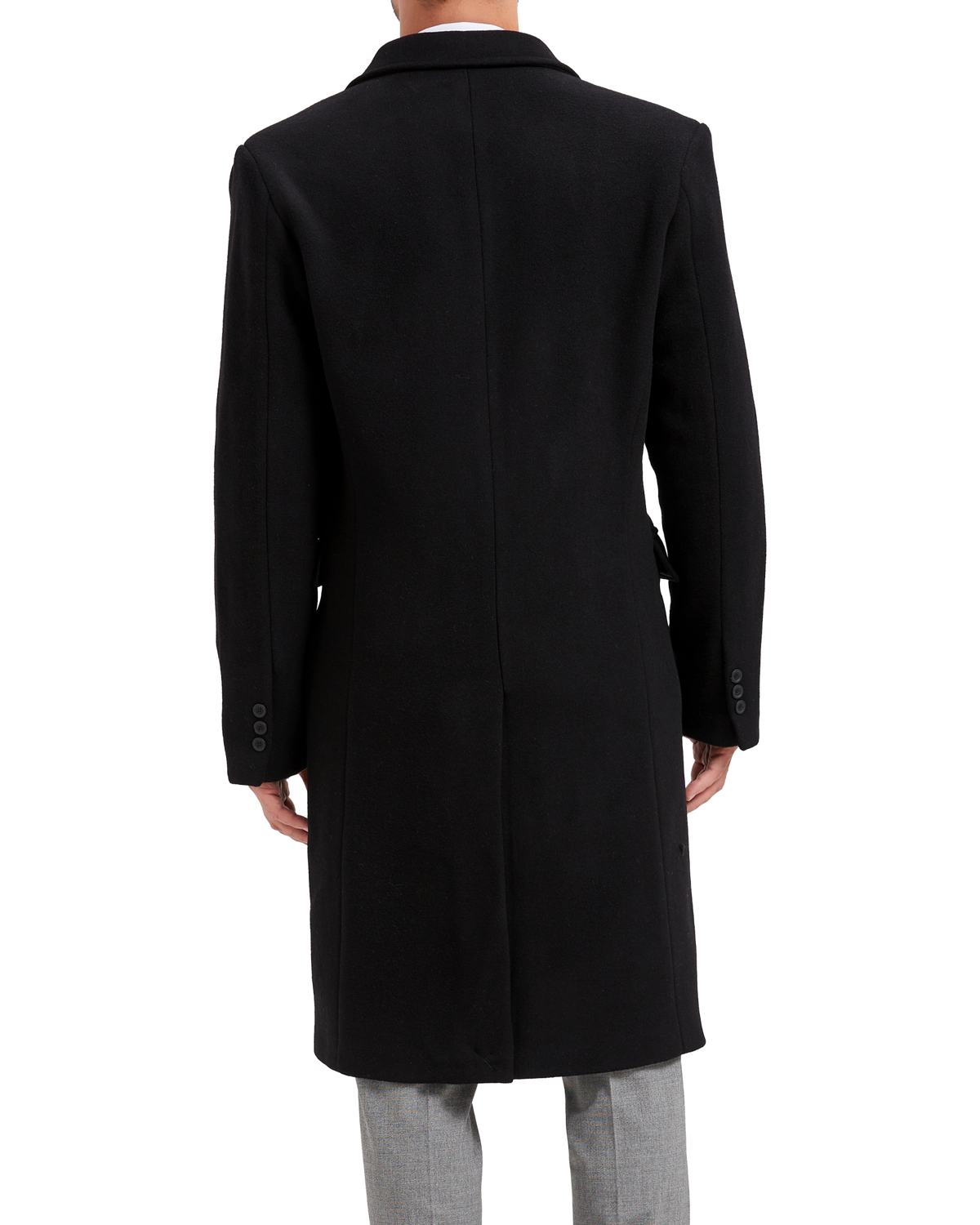 Black Wool Cashmere Bond Overcoat Black Lining - The Platinum Tailor