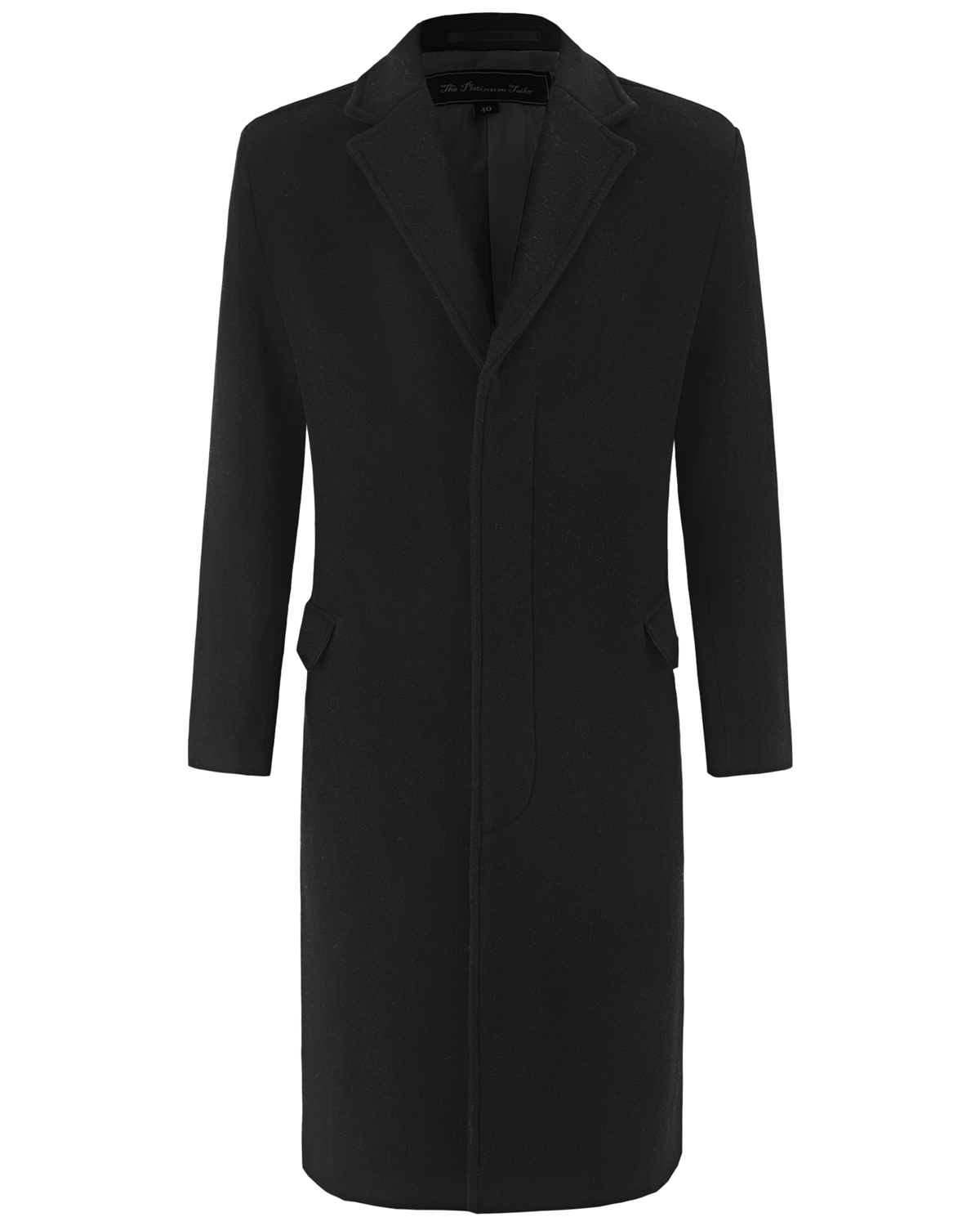 Black Wool Cashmere Bond Overcoat Black Lining - The Platinum Tailor