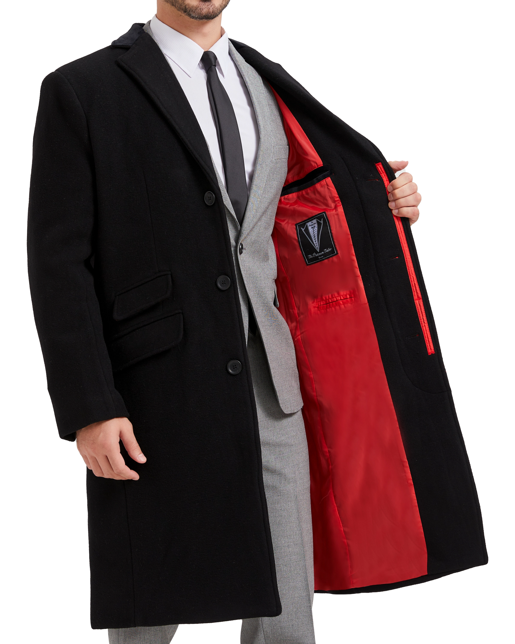 Black Wool Cashmere Covert Overcoat - The Platinum Tailor