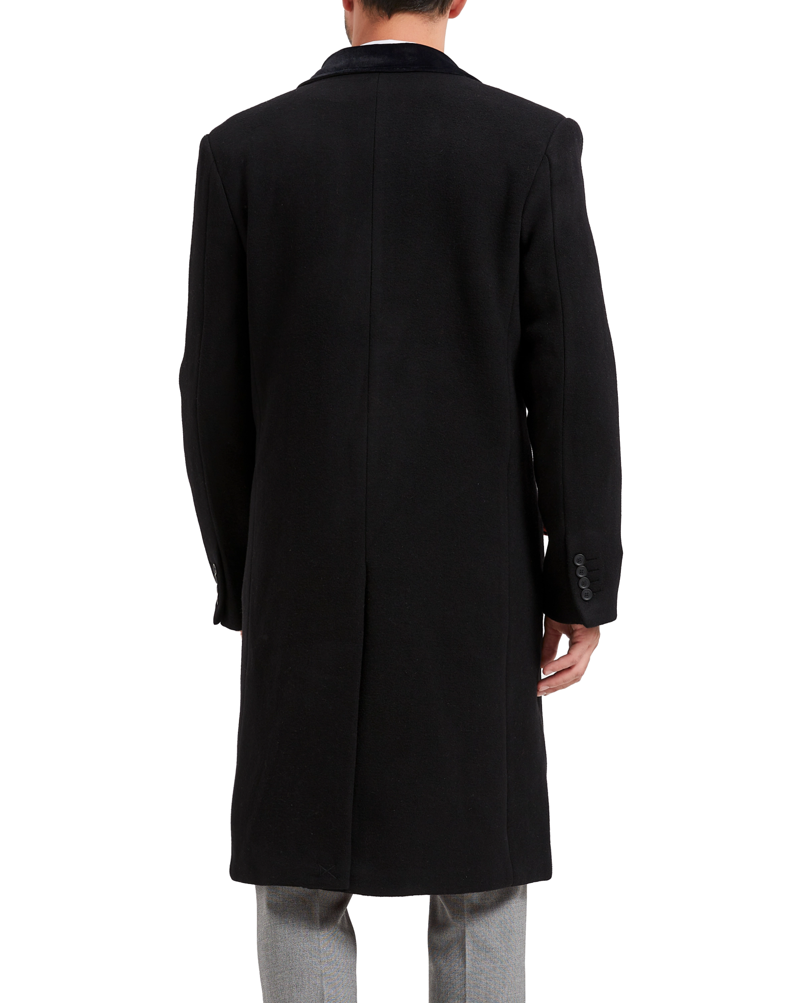 Black Wool Cashmere Covert Overcoat - The Platinum Tailor