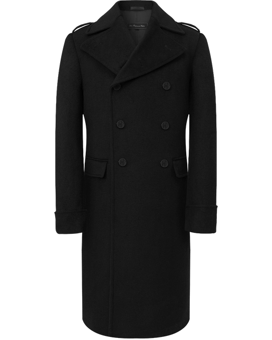 Black Wool Cashmere Greatcoat - The Platinum Tailor