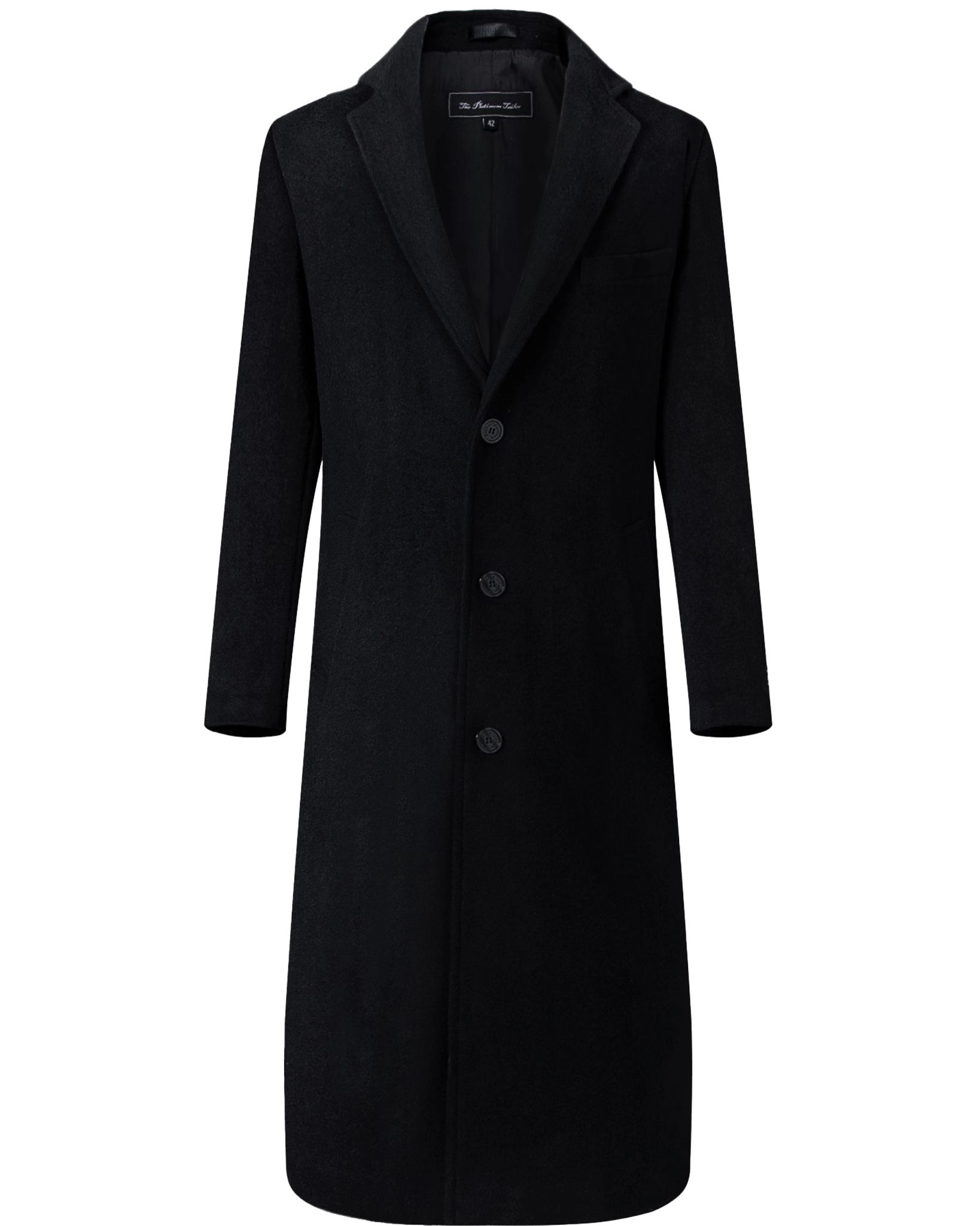 Black Wool Cashmere Long Overcoat - The Platinum Tailor