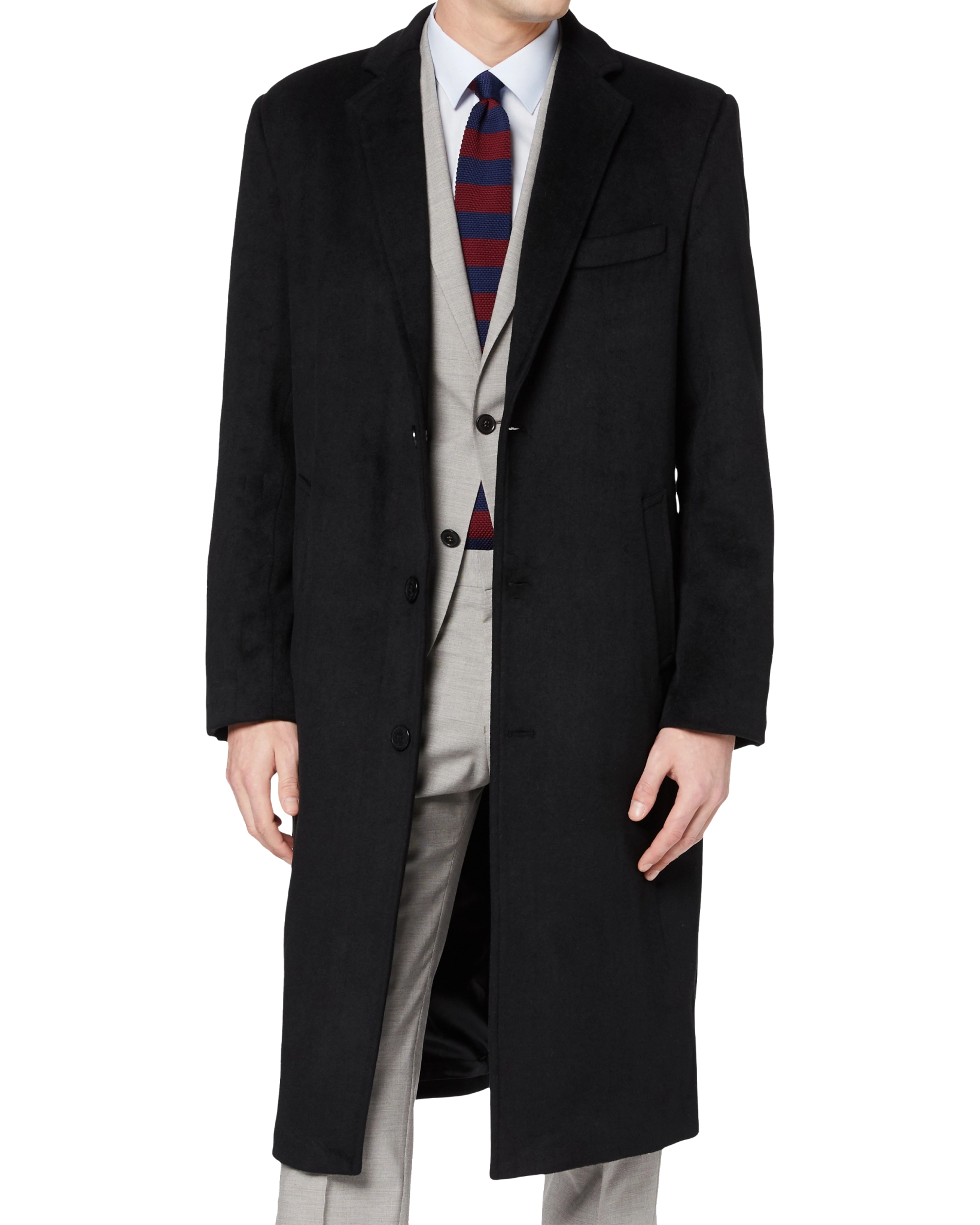 Mens Black Wool Cashmere Long Overcoat Classic Winter Coat – The