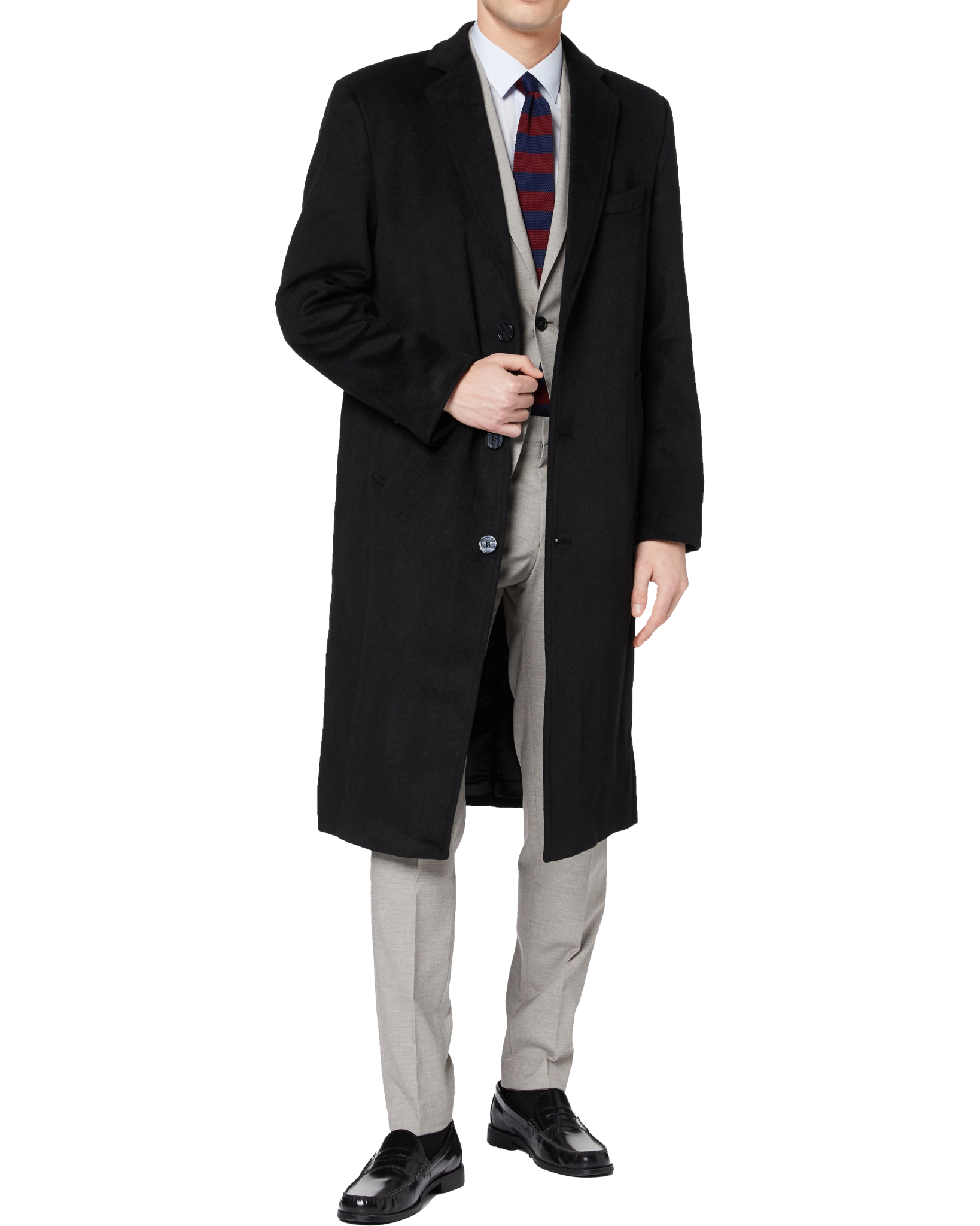 Black Wool Cashmere Long Overcoat - The Platinum Tailor