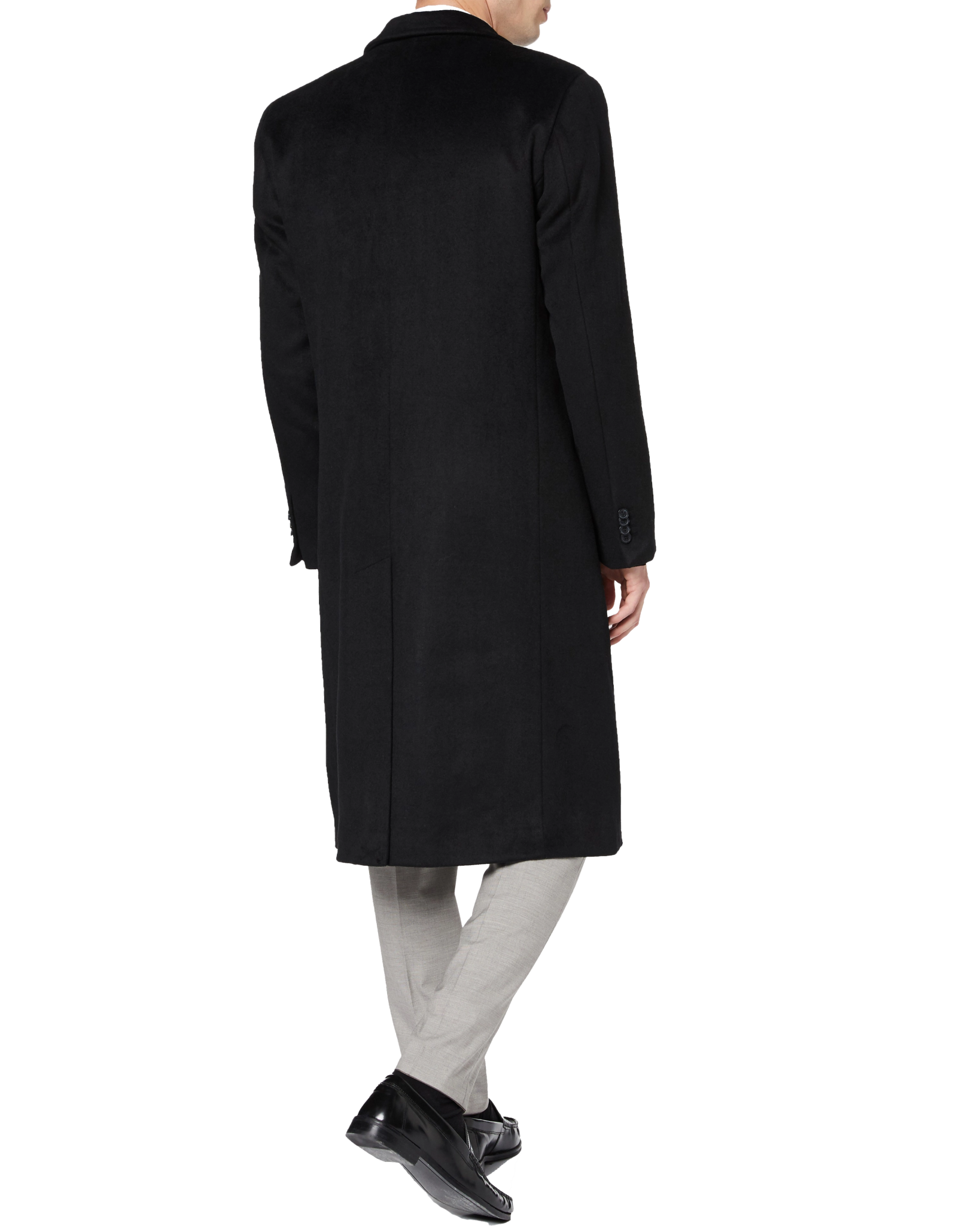 Black Wool Cashmere Long Overcoat - The Platinum Tailor