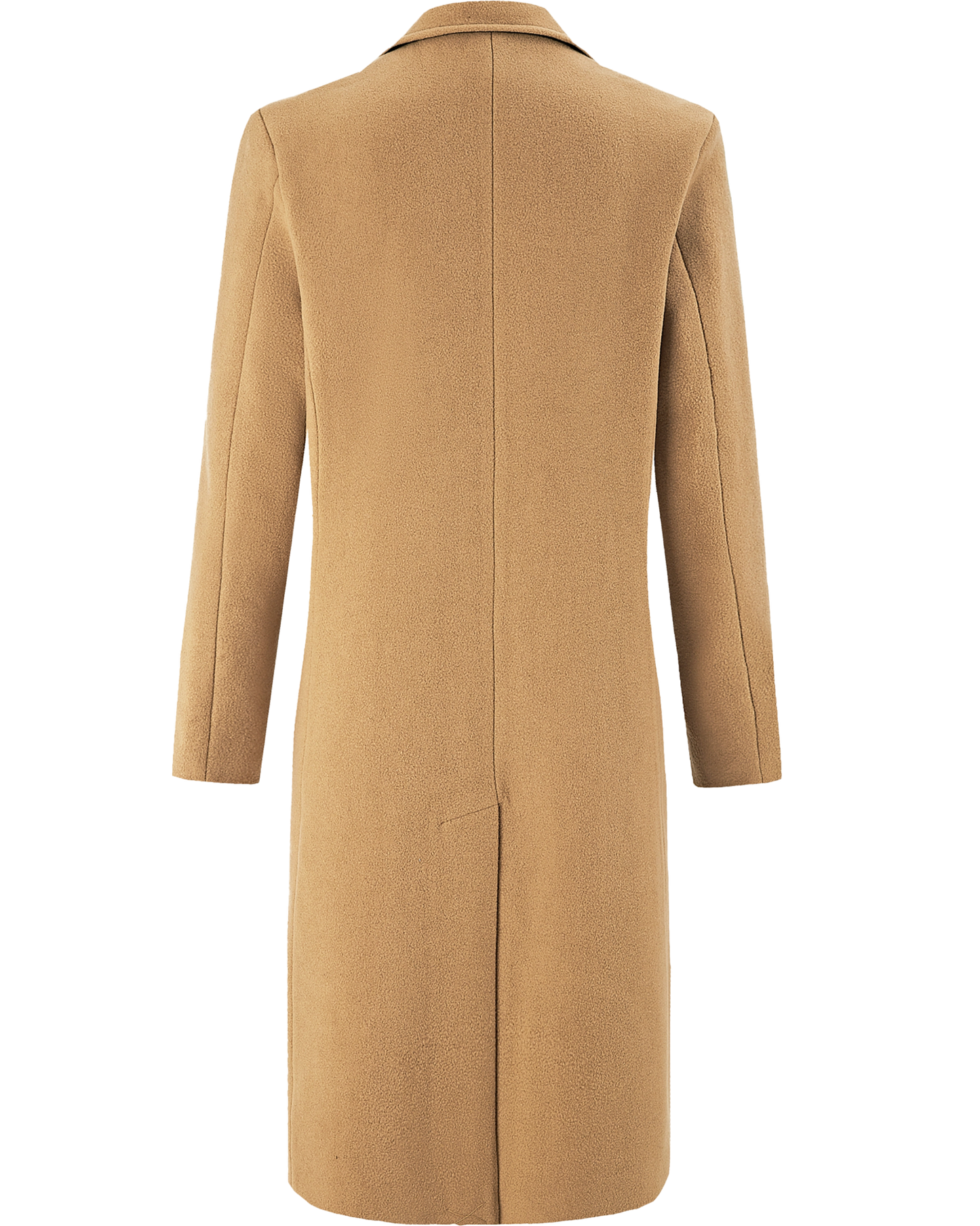 Camel Long Wool Cashmere Overcoat Hidden Buttons - The Platinum Tailor