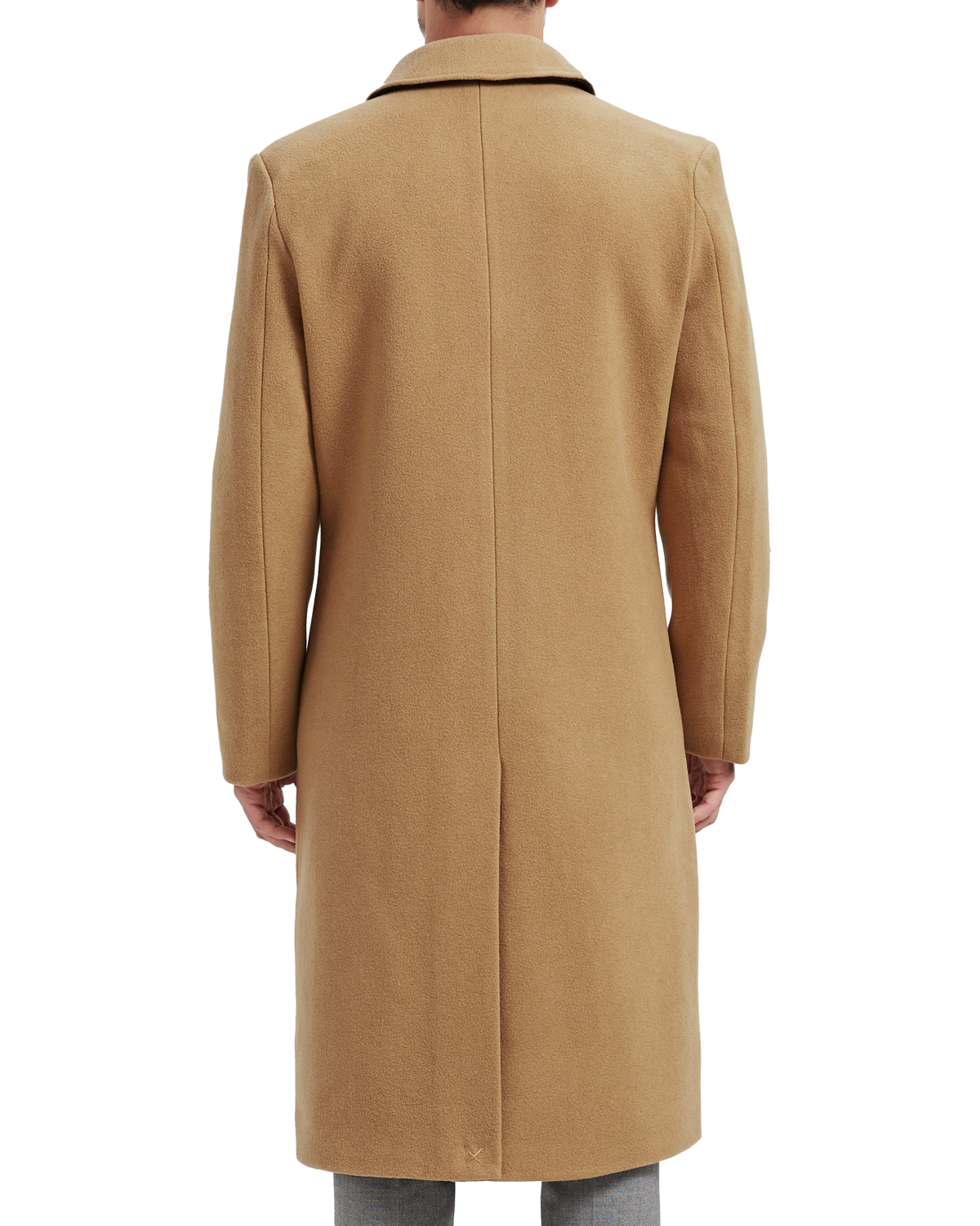 Camel Long Wool Cashmere Overcoat Hidden Buttons - The Platinum Tailor