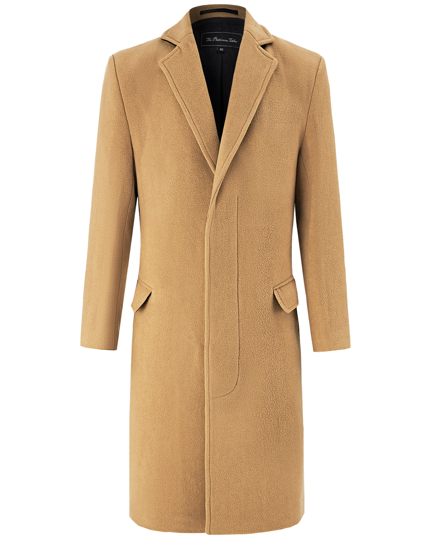Camel Wool Cashmere Bond Overcoat Black Lining - The Platinum Tailor