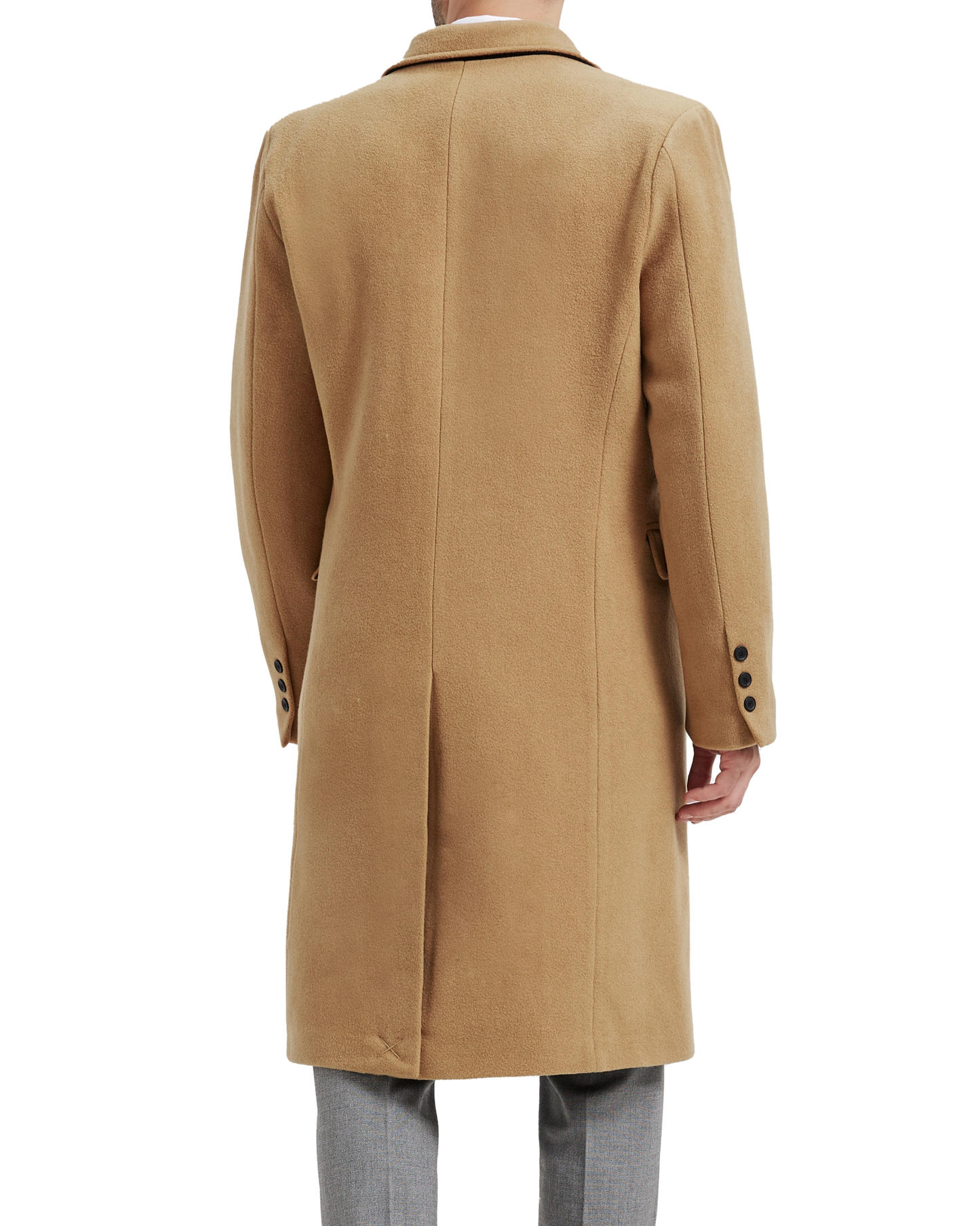 Camel Wool Cashmere Bond Overcoat Black Lining - The Platinum Tailor