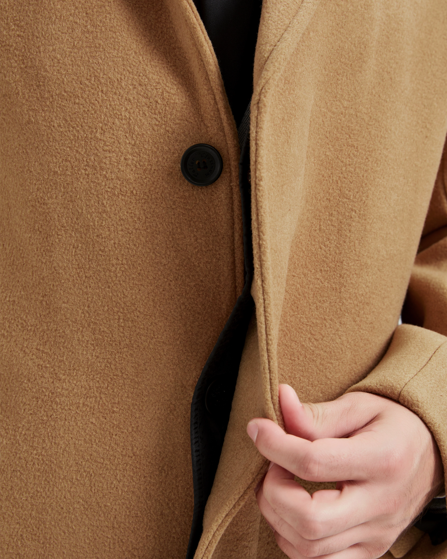 Camel Wool Cashmere Bond Overcoat Black Lining - The Platinum Tailor