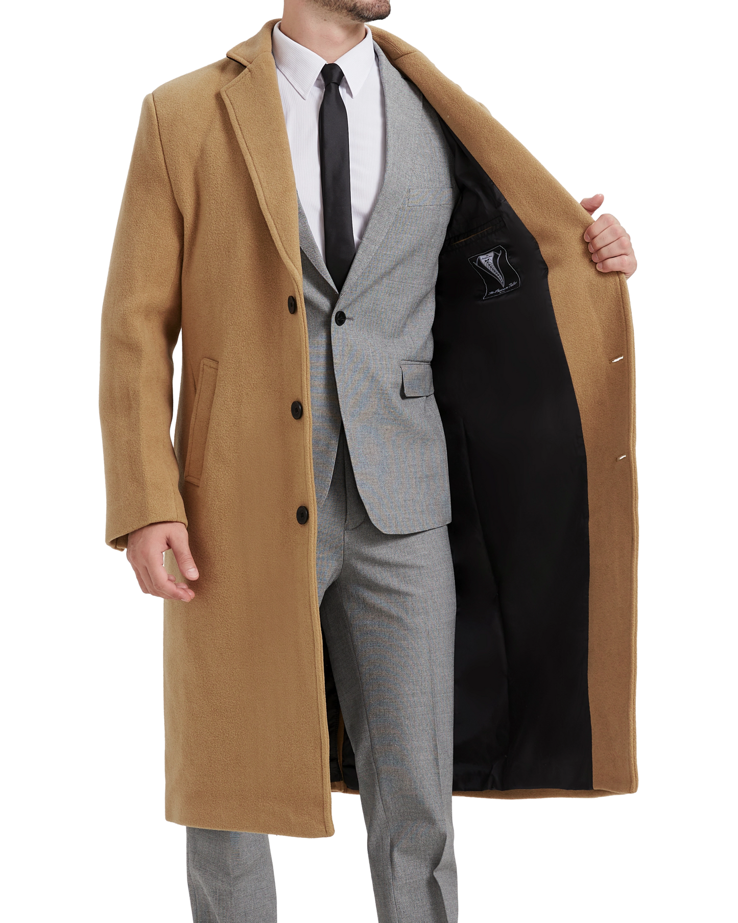 Camel Wool Cashmere Long Overcoat - The Platinum Tailor