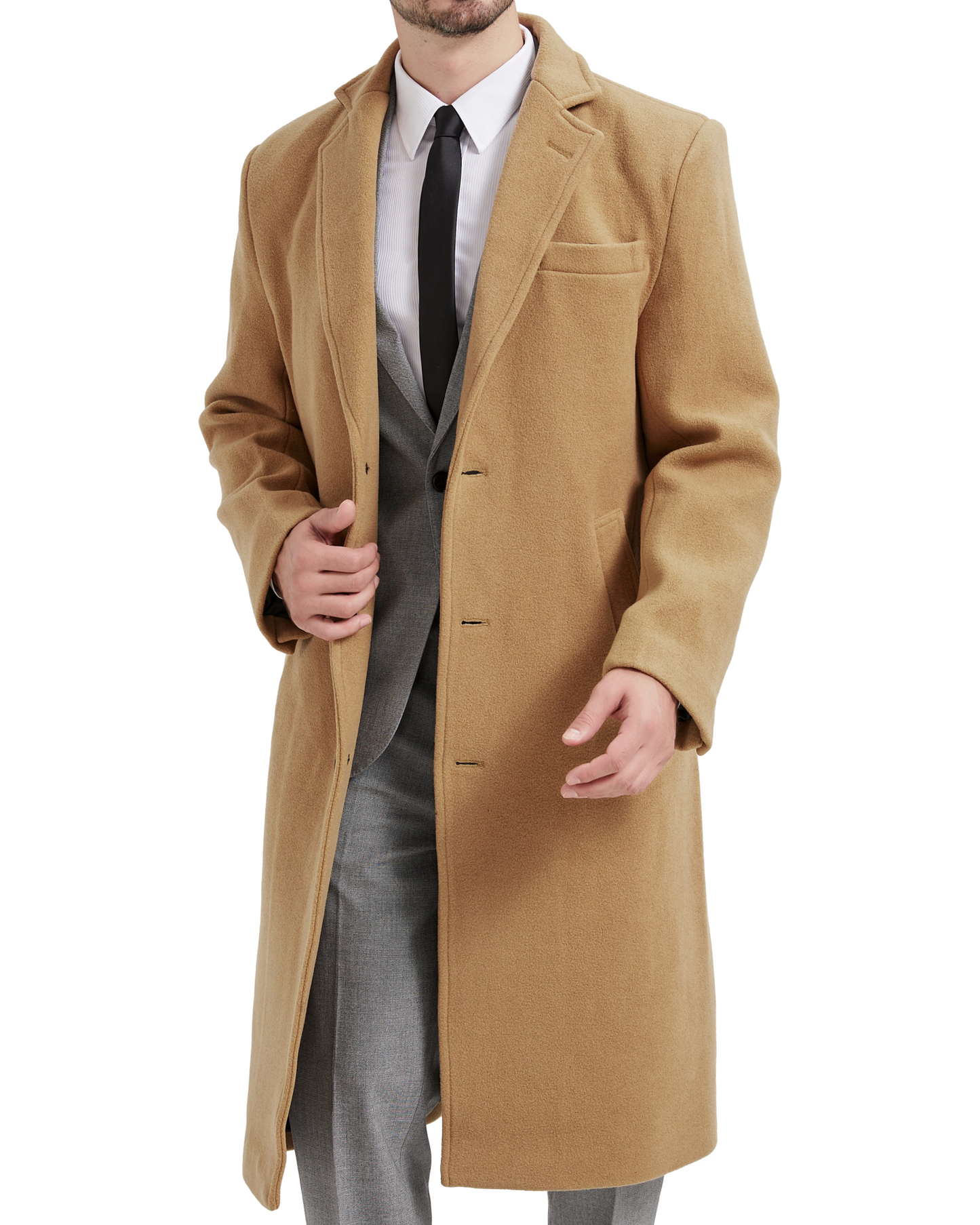 Camel Wool Cashmere Long Overcoat - The Platinum Tailor