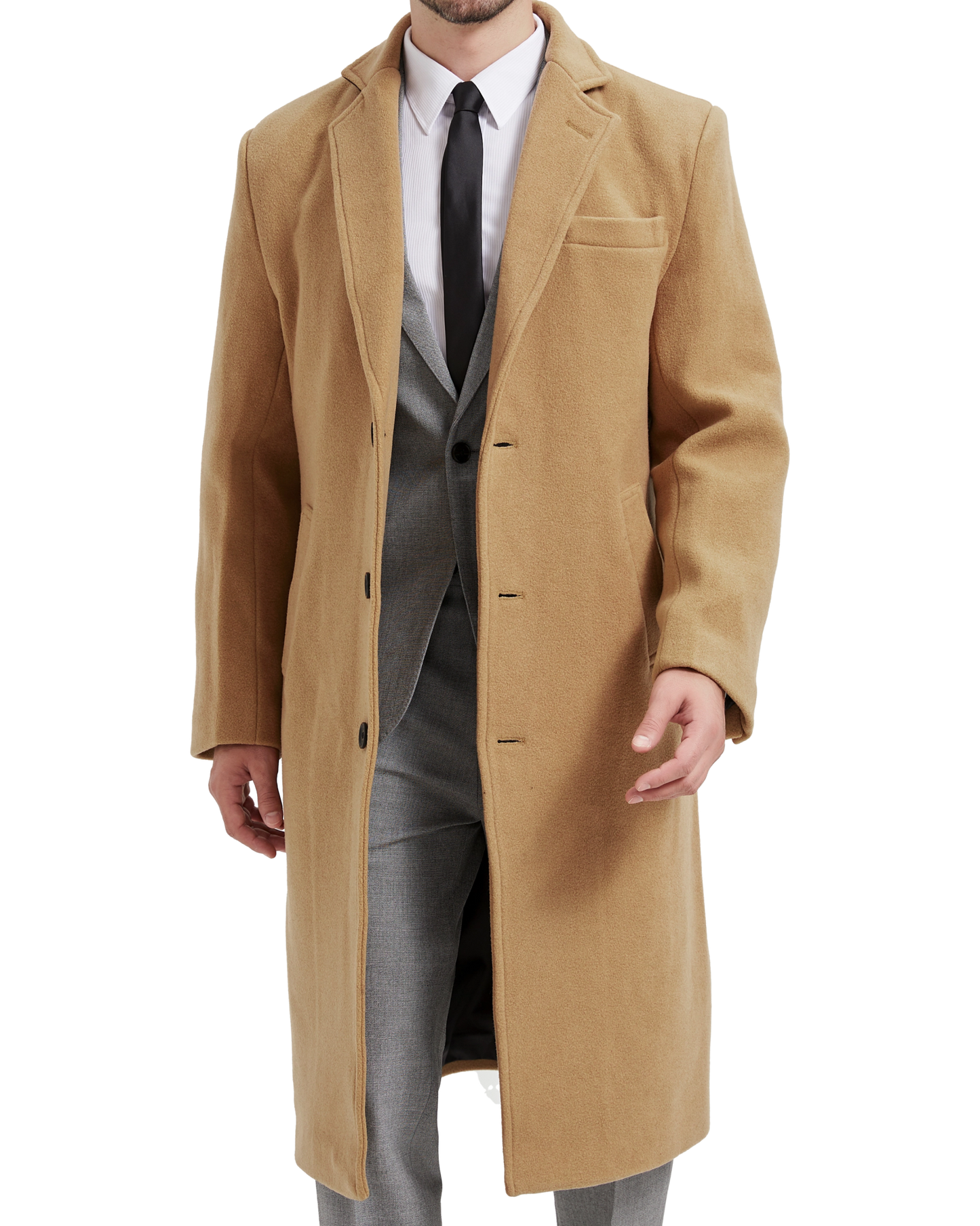 Camel Wool Cashmere Long Overcoat - The Platinum Tailor