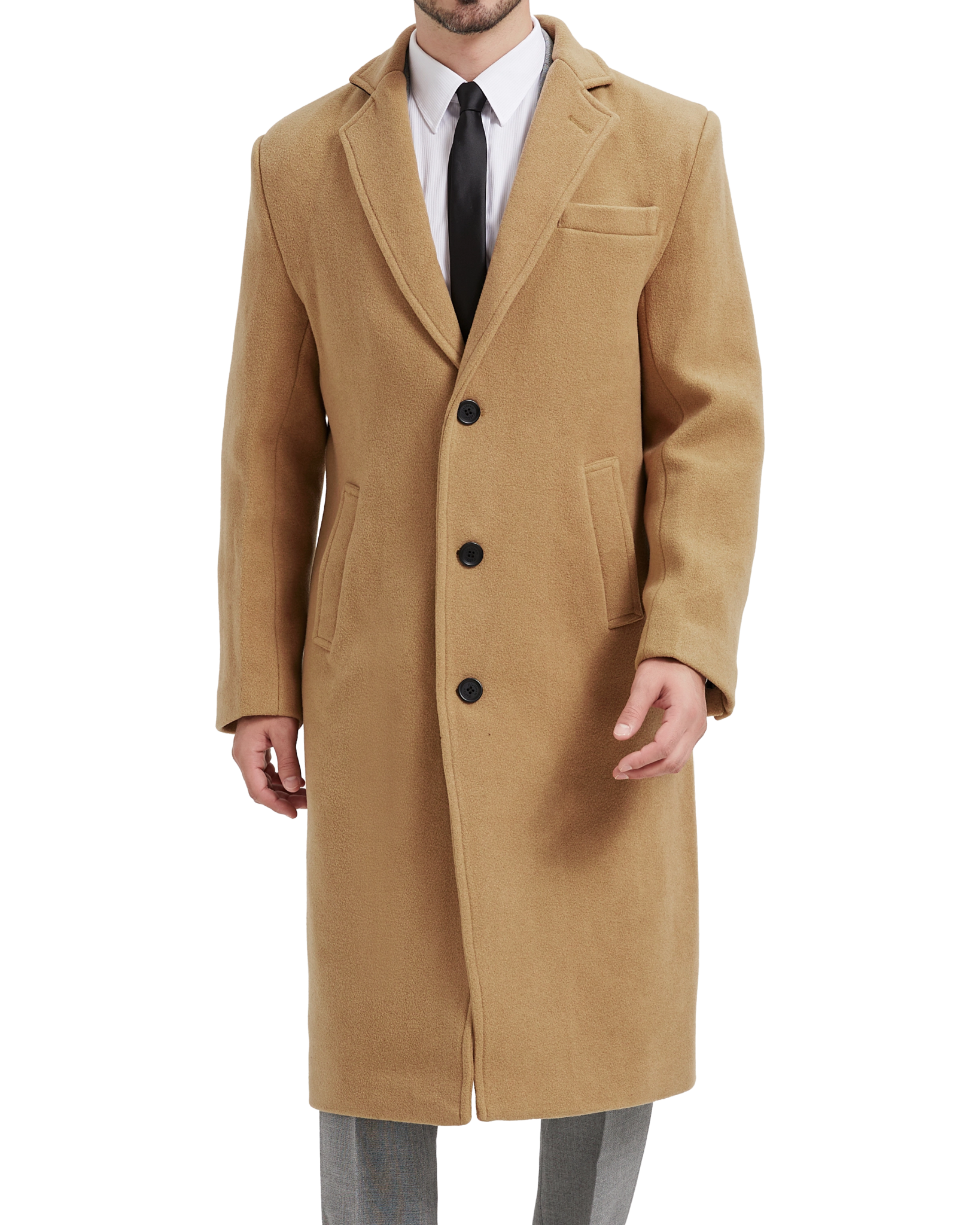 Full Length Cashmere Trench Coat Men Men's Camel Wool