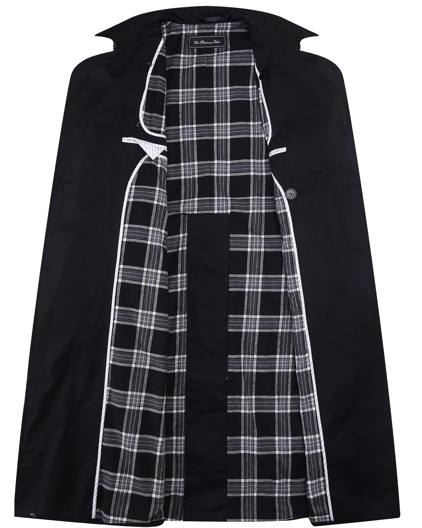 Traditional Black Double Breasted Trench Coat - The Platinum Tailor
