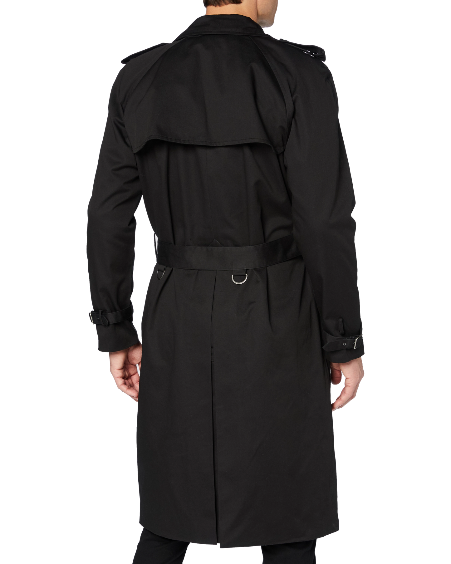 Traditional Black Double Breasted Trench Coat - The Platinum Tailor
