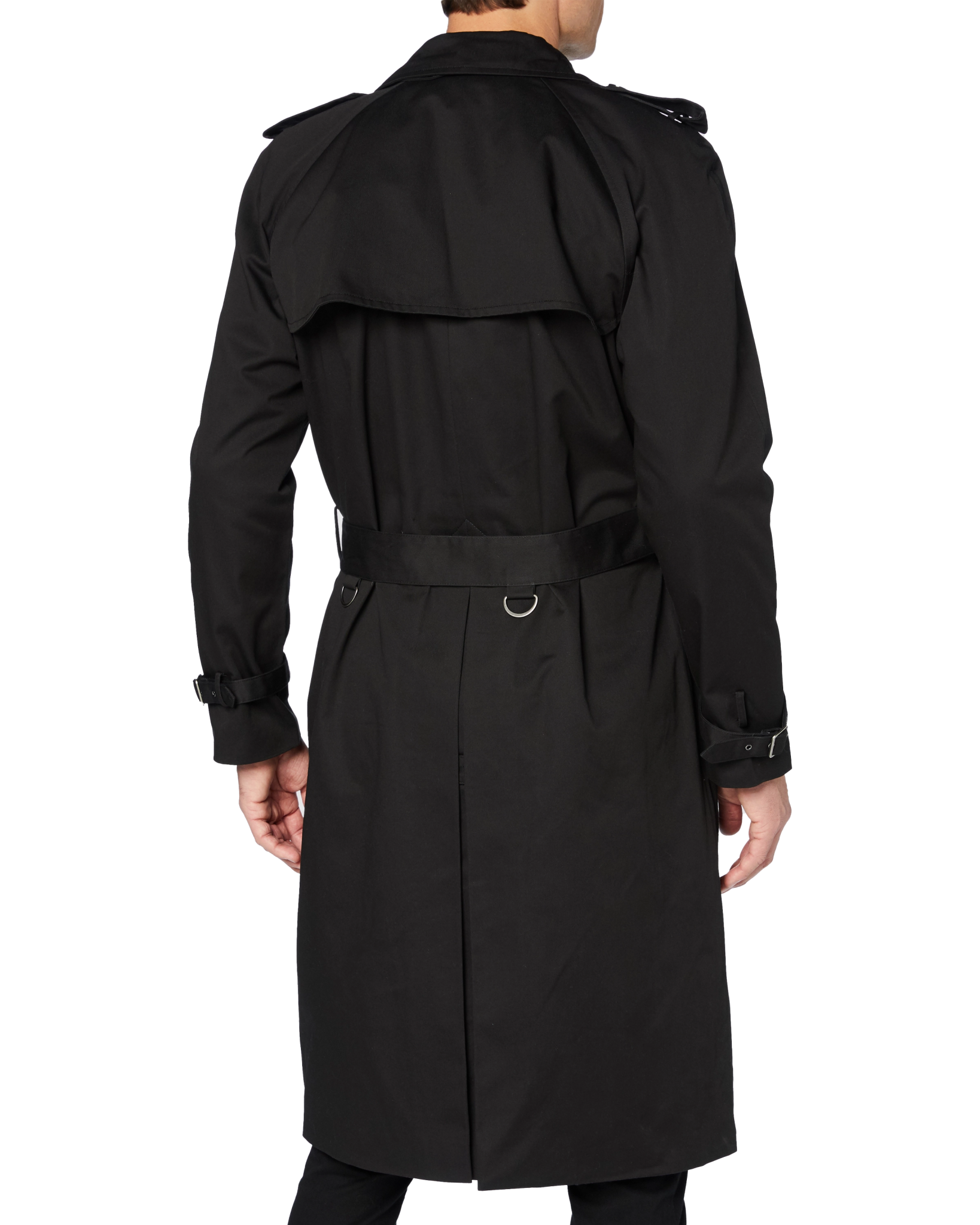 Traditional Black Double Breasted Trench Coat - The Platinum Tailor