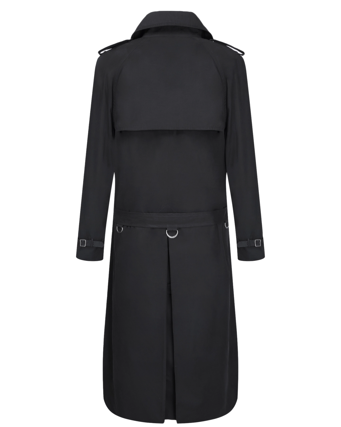 Traditional Black Double Breasted Trench Coat - The Platinum Tailor