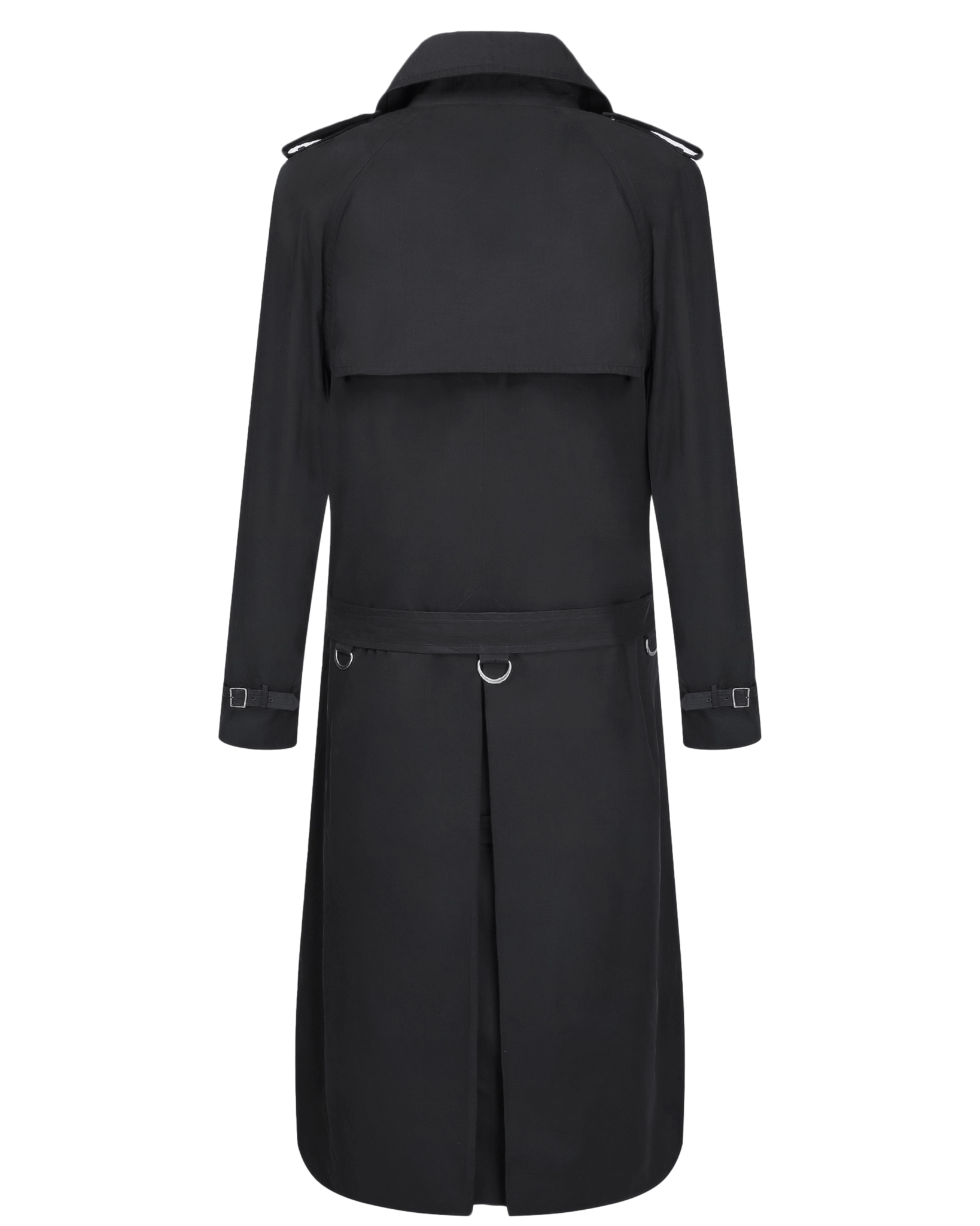 Traditional Black Double Breasted Trench Coat - The Platinum Tailor
