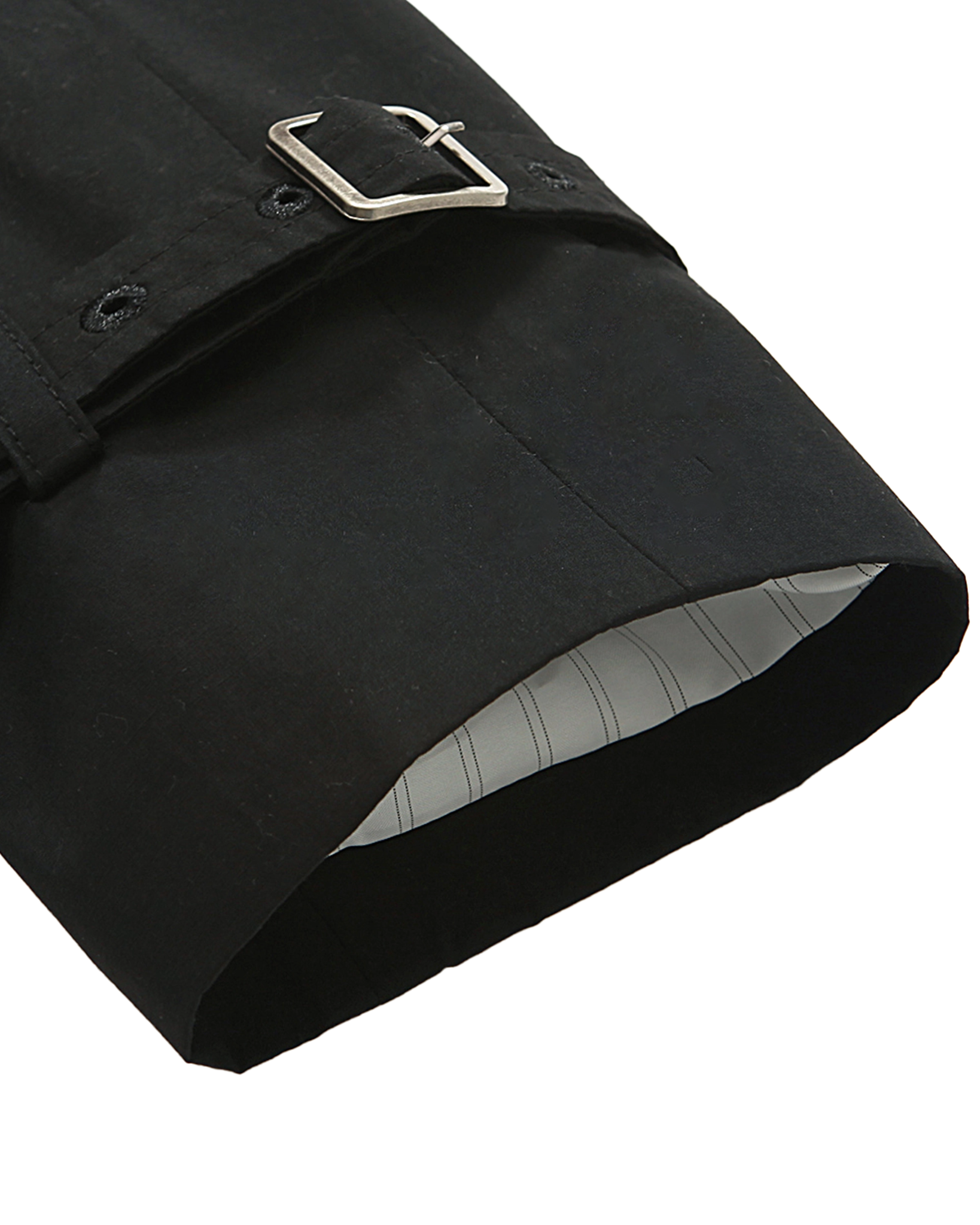 Traditional Black Double Breasted Trench Coat - The Platinum Tailor