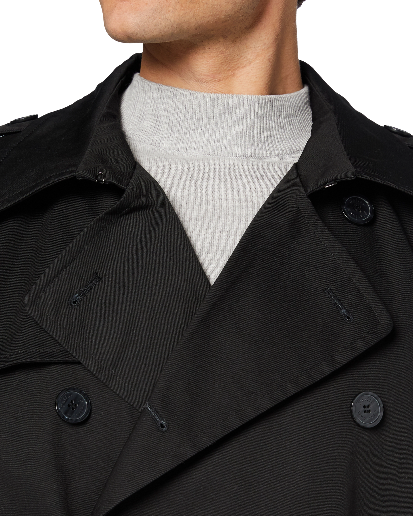 Traditional Black Double Breasted Trench Coat - The Platinum Tailor