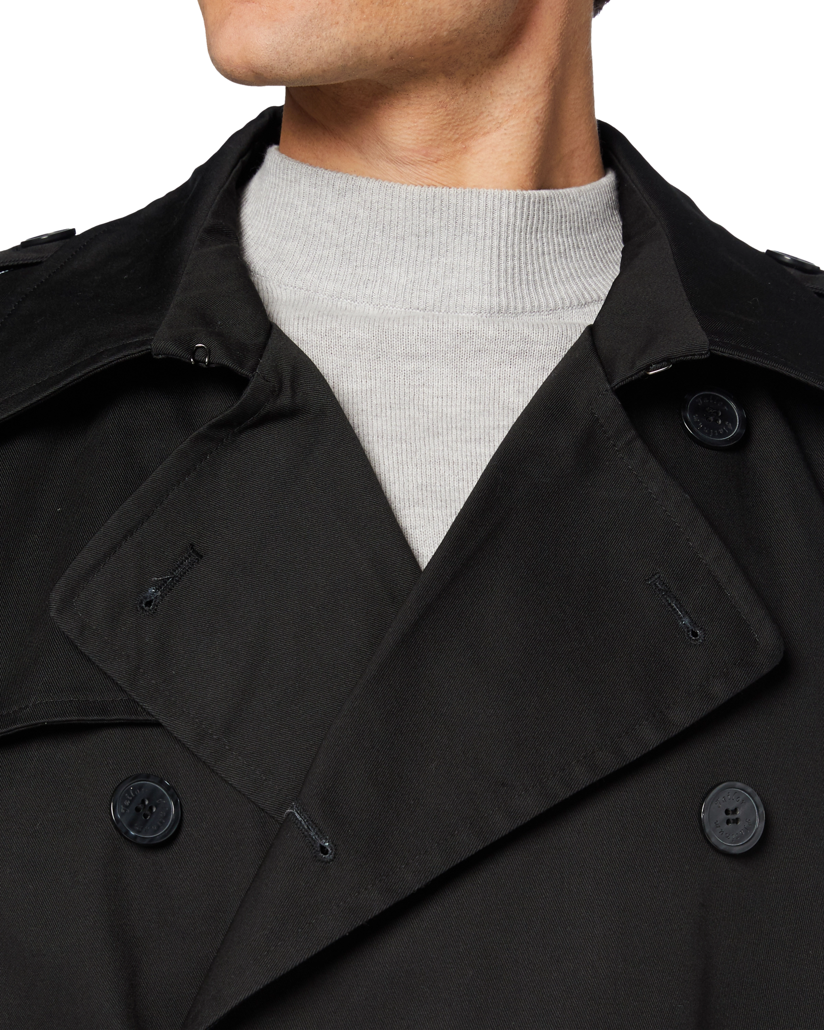 Traditional Black Double Breasted Trench Coat - The Platinum Tailor