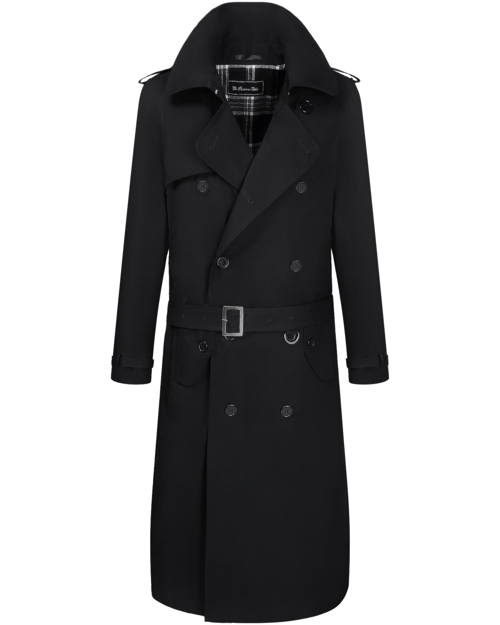 Mens Black Double Breasted Cotton Long Trench Coat – The Platinum