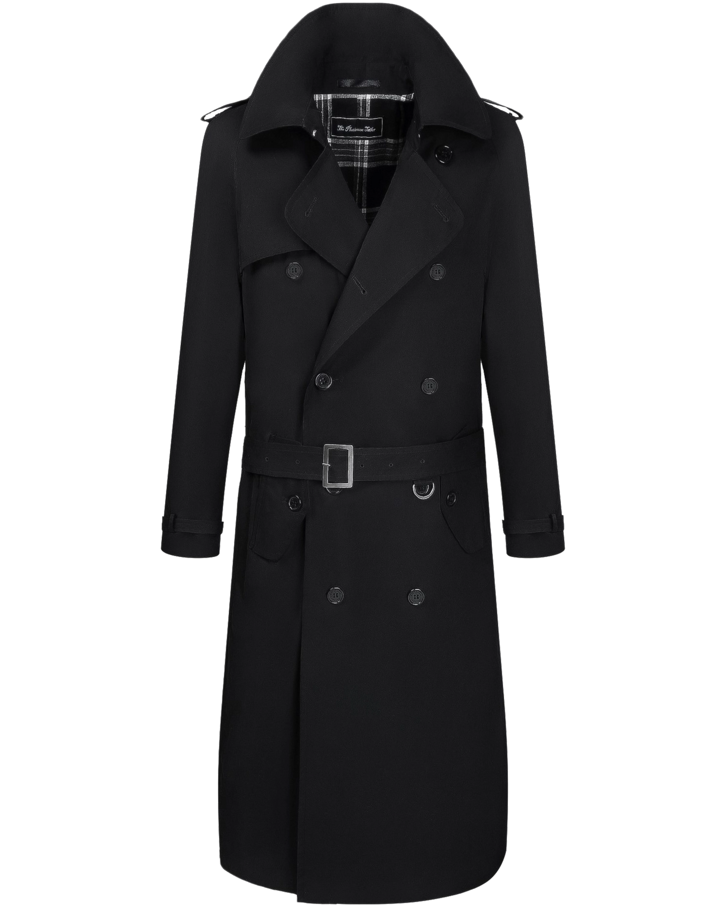 Traditional Black Double Breasted Trench Coat - The Platinum Tailor