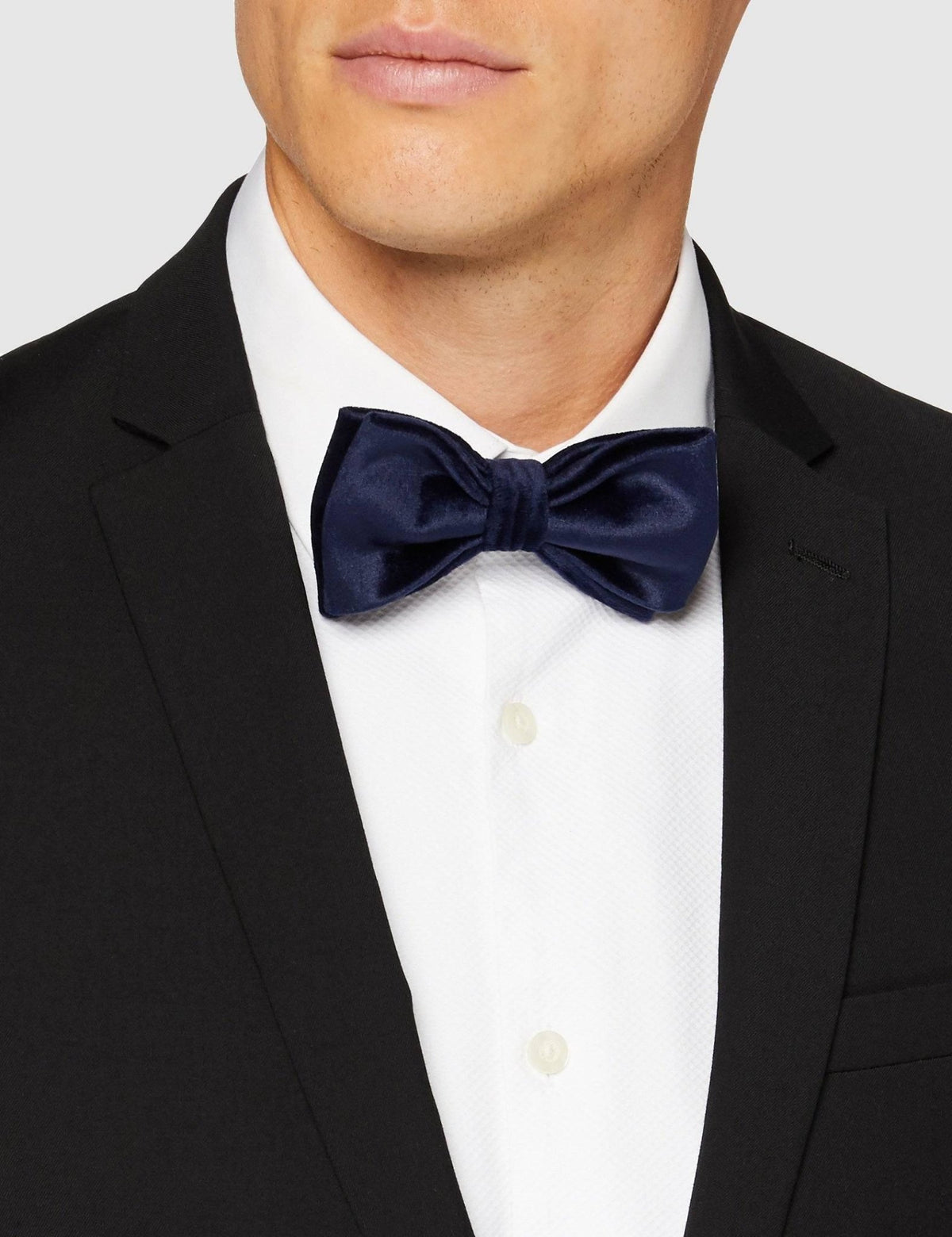 Mens Navy Blue Formal Velvet Bow Tie Pre Tied - The Platinum Tailor
