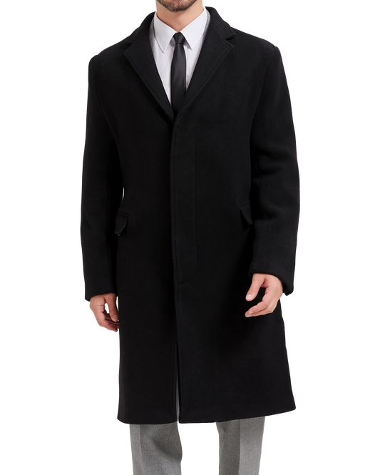Men's black wool cashmere overcoat under 200 pounds