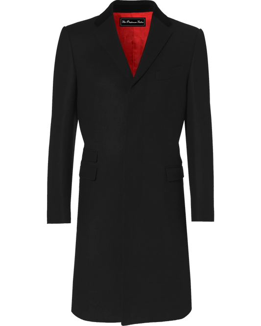Black wool and cashmere overcoat by The Platinum Tailor