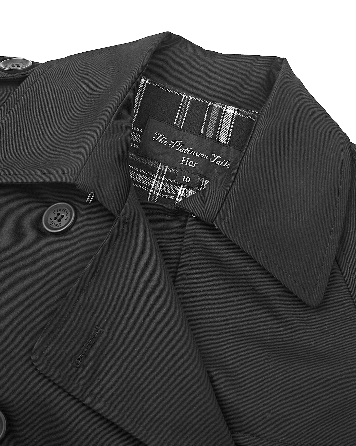 Women's Traditional Black Double Breasted Trench Coat