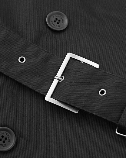 Women's Traditional Black Double Breasted Trench Coat