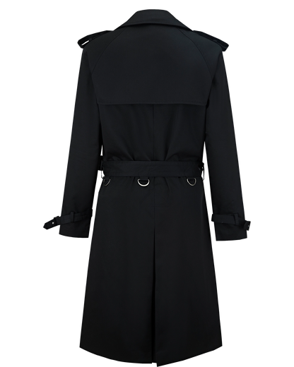 Women's Traditional Black Double Breasted Trench Coat