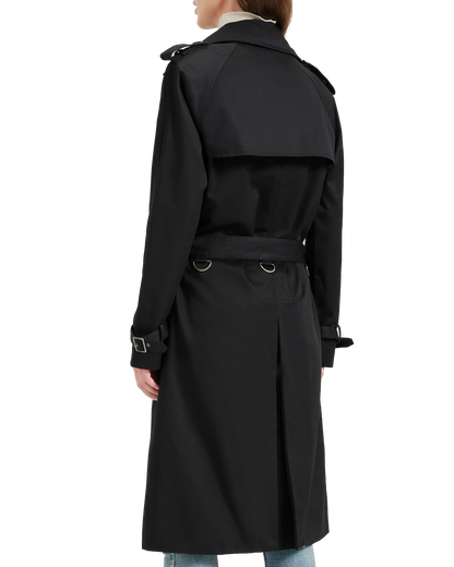 Women's Traditional Black Double Breasted Trench Coat