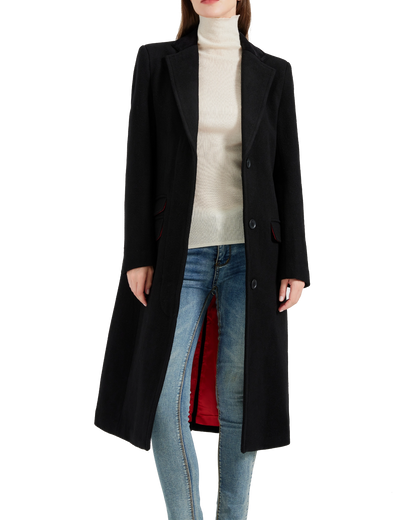 Women's Black Wool Cashmere Covert Overcoat
