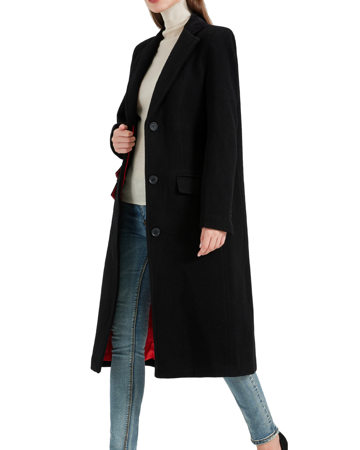 Women's Black Wool Cashmere Covert Overcoat