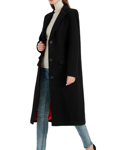 Women's Black Wool Cashmere Covert Overcoat