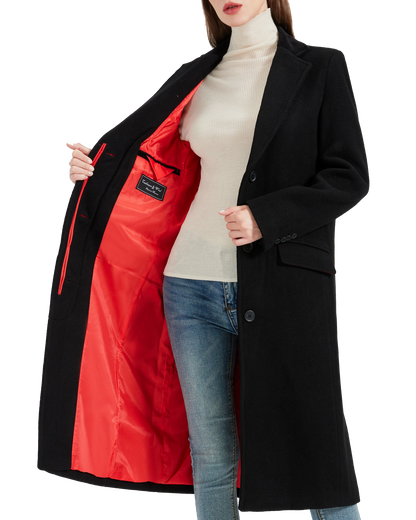 Women's Black Wool Cashmere Covert Overcoat
