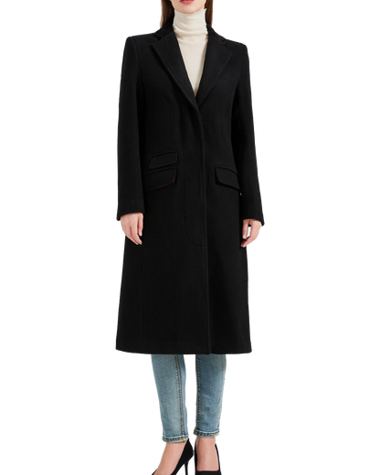 Women's Black Wool Cashmere Covert Overcoat