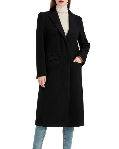 Women's Black Wool Cashmere Covert Overcoat