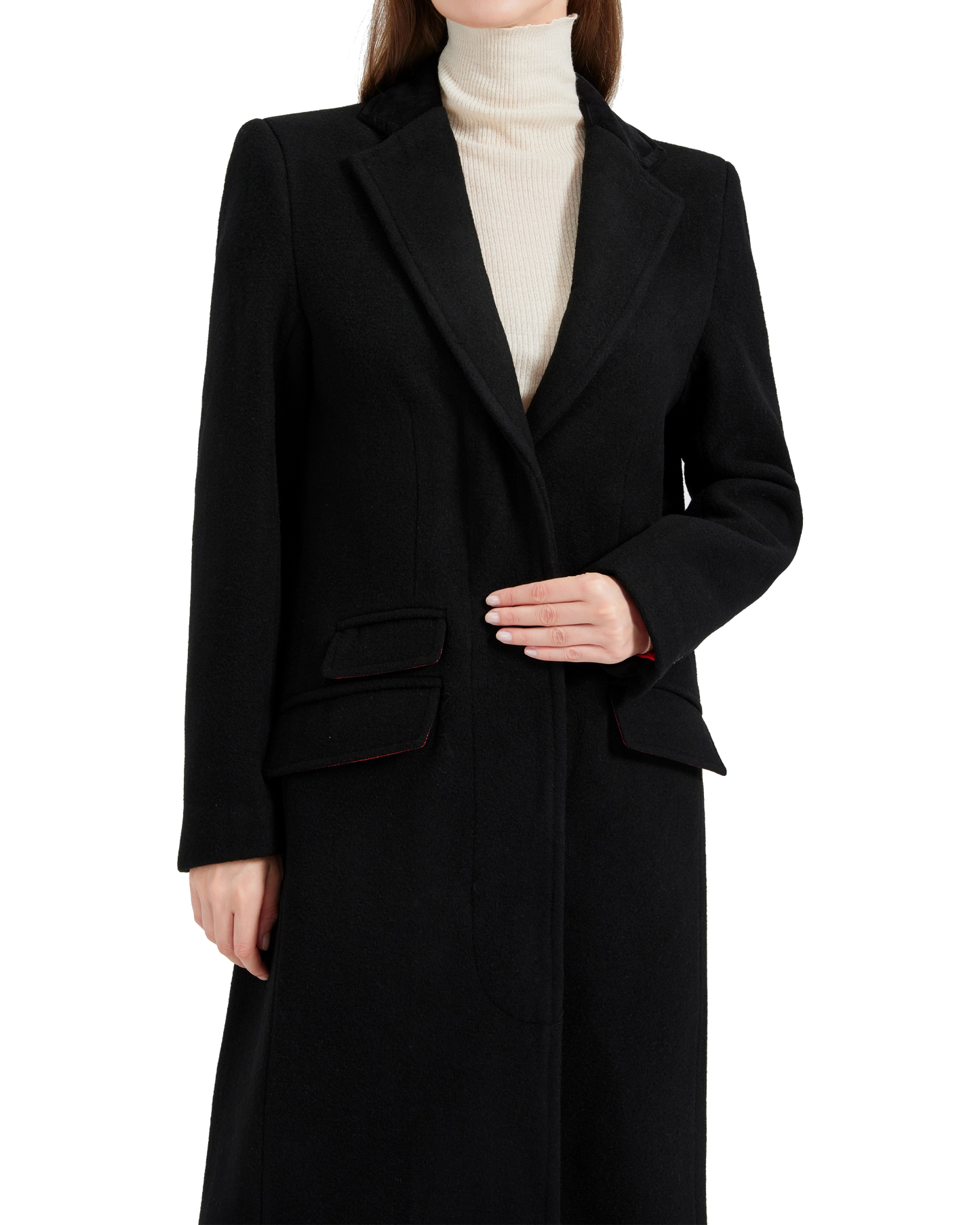 Women's Black Wool Cashmere Covert Overcoat