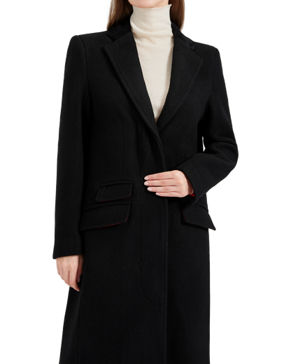 Women's Black Wool Cashmere Covert Overcoat