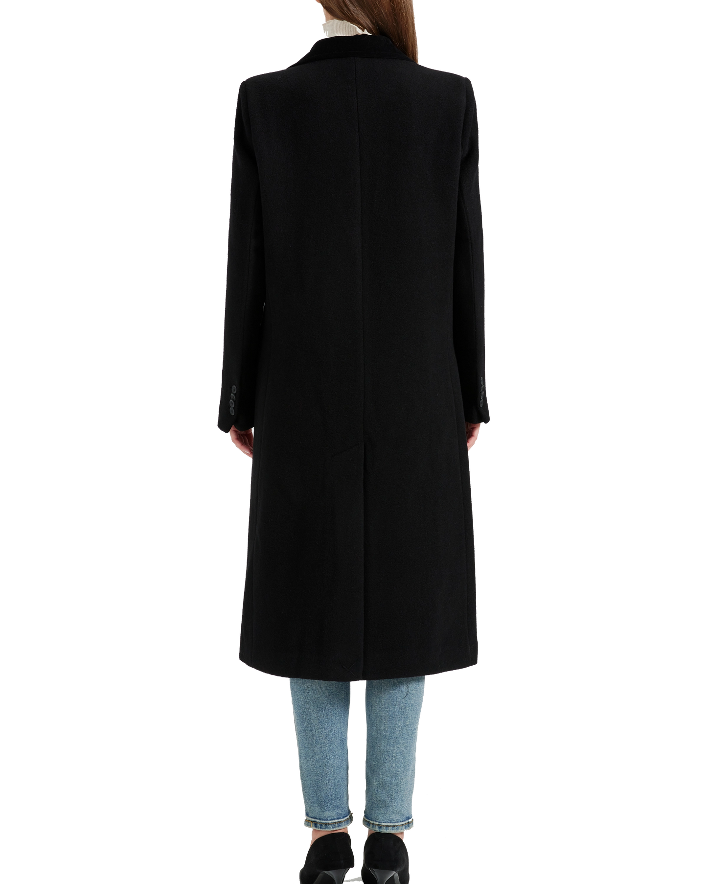 Women's Black Wool Cashmere Covert Overcoat