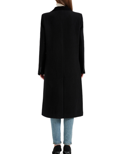Women's Black Wool Cashmere Covert Overcoat